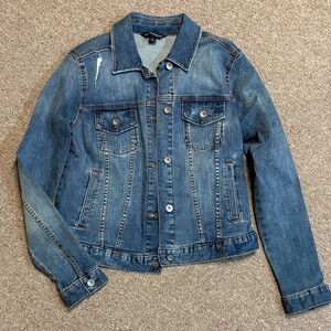 Rock and Republic Distressed Blue Denim Jacket Sz M